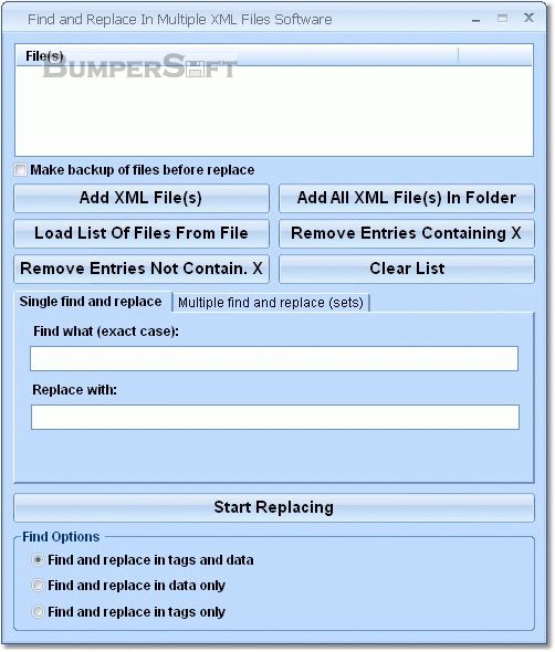 Find and Replace In Multiple XML Files Software Screenshot