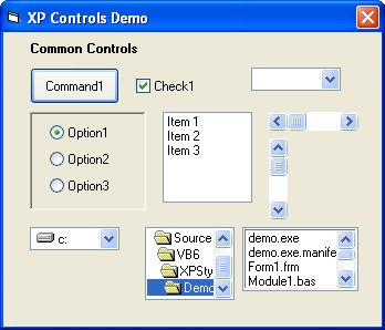 XP Controls Screenshot