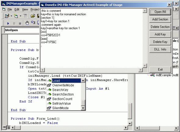 DoneEx INI-File Manager ActiveX Screenshot