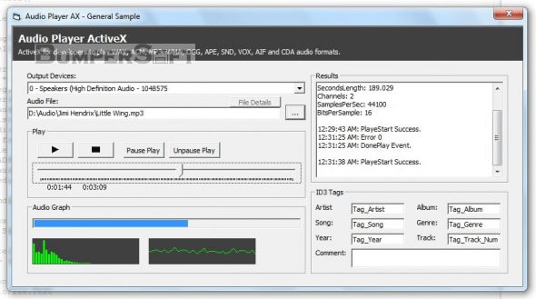Audio Player ActiveX Screenshot