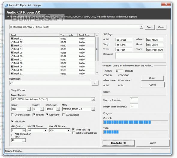 Audio CD Ripper AX Screenshot