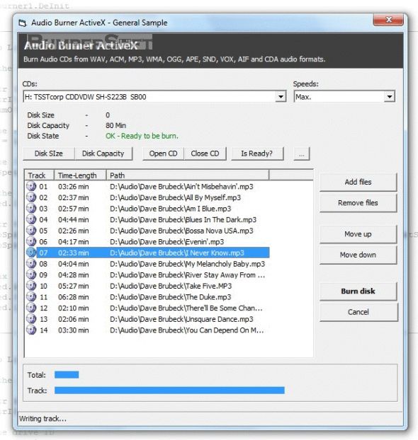 Audio Burner ActiveX Screenshot