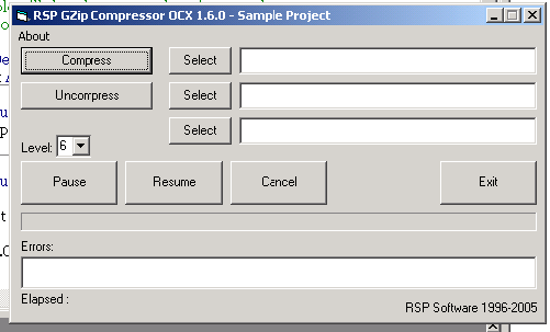 RSP GZip Compressor OCX Screenshot
