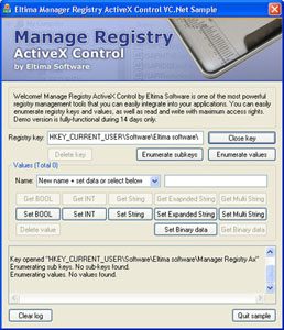 Manage Registry ActiveX Control Screenshot
