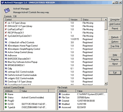 ActiveX Manager Screenshot