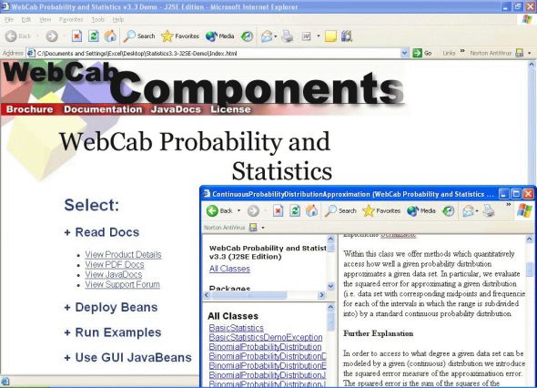 WebCab Probability and Statistics (J2SE Ed.) Screenshot
