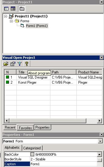 Visual Open Project Add-In Screenshot
