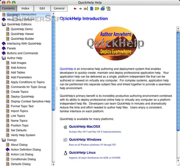 QuickHelp (MacOSX) Screenshot
