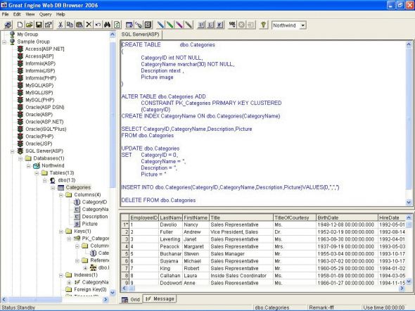 Great Engine Web DB Browser 2005 Screenshot