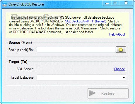 One-Click SQL Restore Screenshot