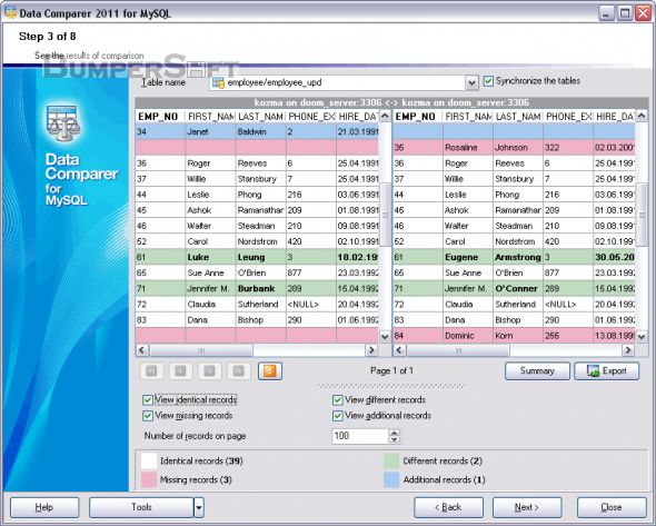 Data Comparer for MySQL Screenshot