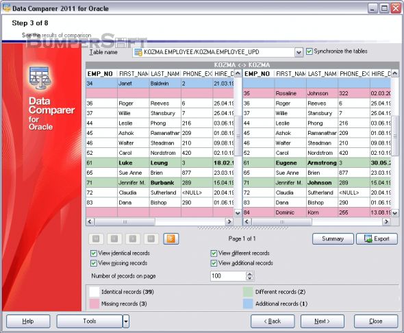 Data Comparer for Oracle Screenshot