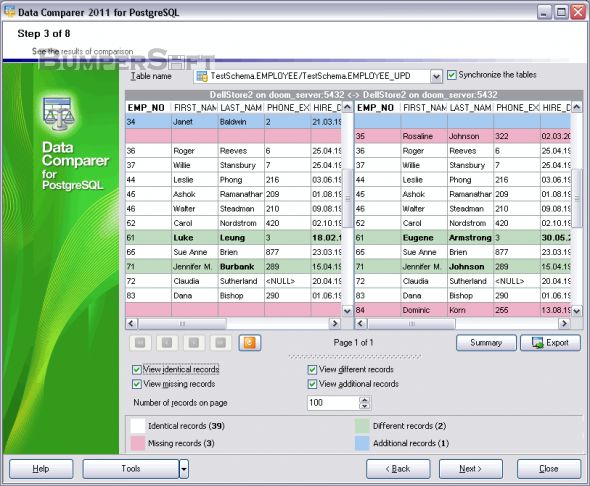 Data Comparer for PostgreSQL Screenshot