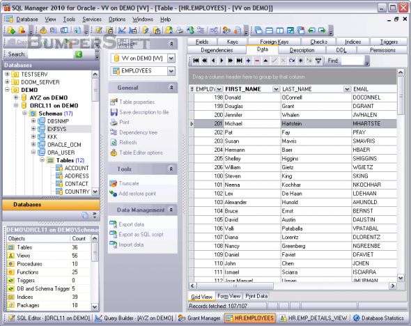 SQL Manager for Oracle Screenshot