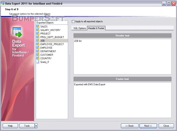 Data Export for InterBase and Firebird Screenshot