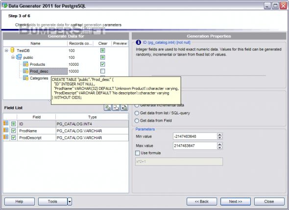 Data Generator for PostgreSQL Screenshot