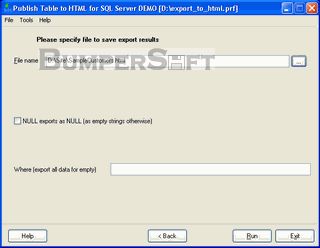Publish Table to HTML for SQL Server Screenshot