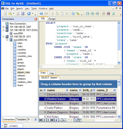 MyISQL (Interactive SQL for MySQL) Screenshot