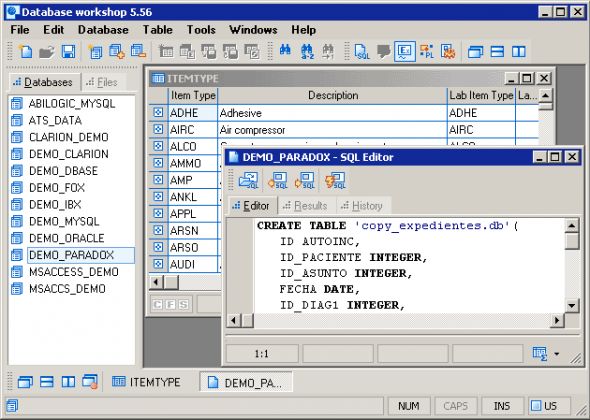 Database Workshop Screenshot