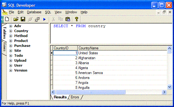 SQL Developer Screenshot