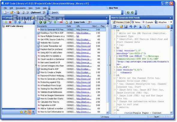 ASP Code Library Screenshot