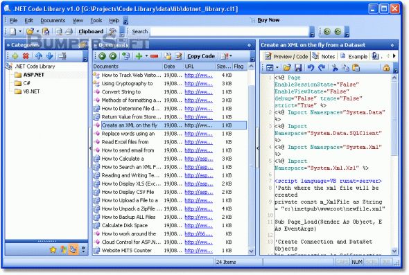 DotNet Code Library Screenshot