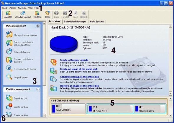 Paragon Drive Backup Server Screenshot