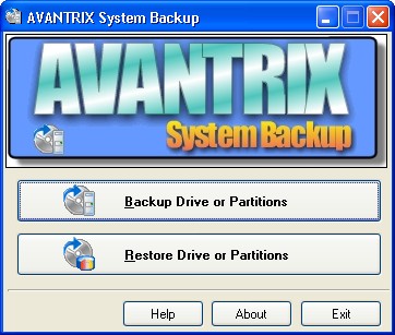 AVANTRIX System Backup Screenshot