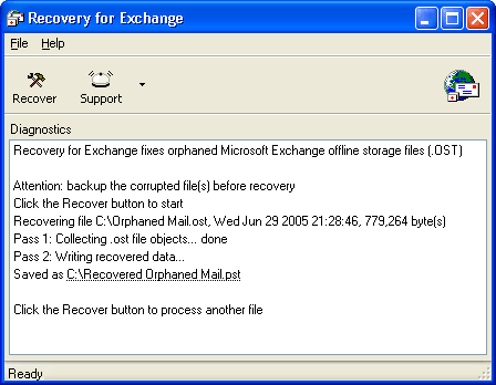 Recovery for Exchange Screenshot