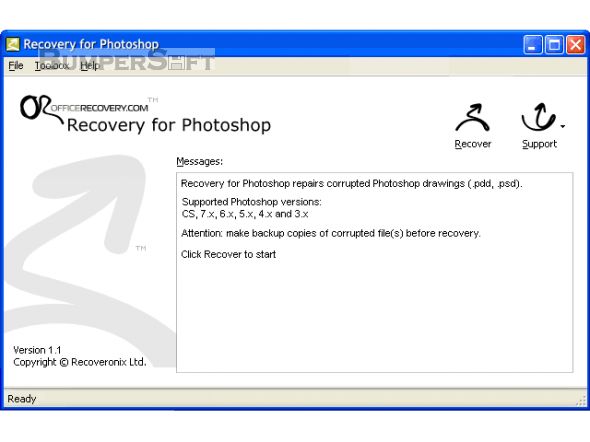 Recovery for Photoshop Screenshot