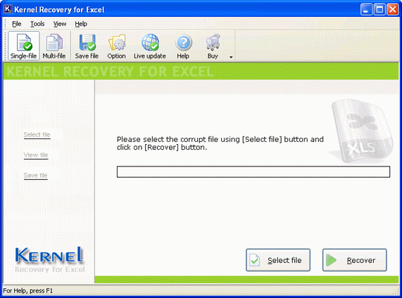 Kernel Recovery for Excel Screenshot