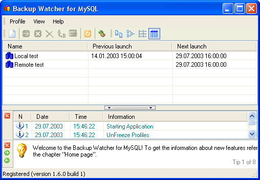 Backup Watcher for MySQL Screenshot
