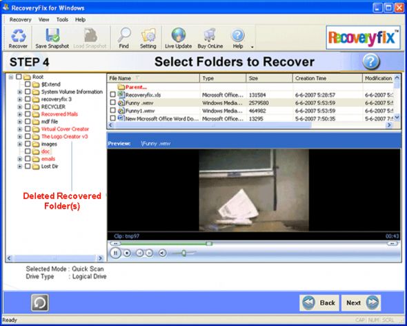 RecoveryFix for Windows Screenshot
