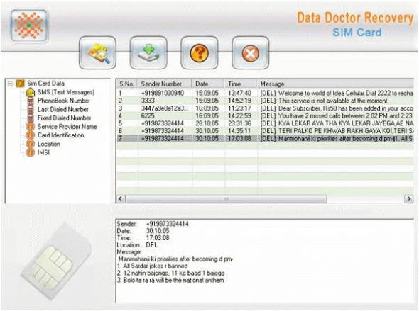 Data Doctor Recovery SIM Card Screenshot