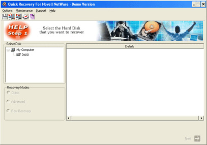 Quick Recovery for Novell Netware Screenshot