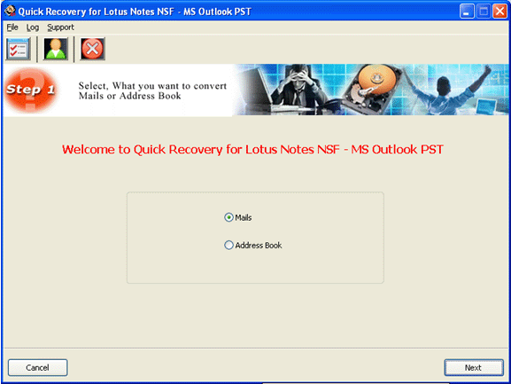 Quick Recovery for Lotus Notes NSF - MS Outlook PST Screenshot