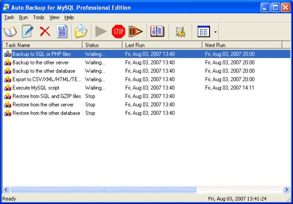 Auto Backup for MySQL Professional Edition Screenshot