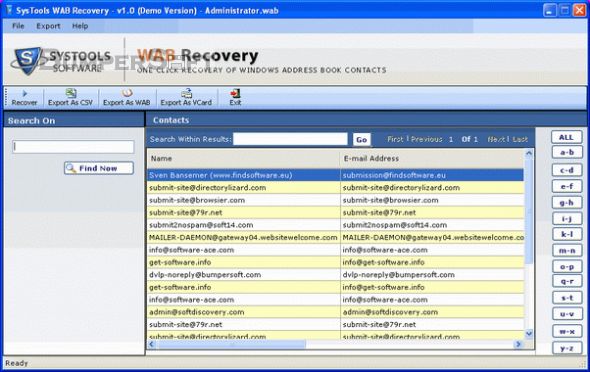 SysTools WAB Recovery Screenshot