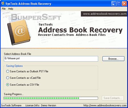 SysTools Address Book Recovery Screenshot