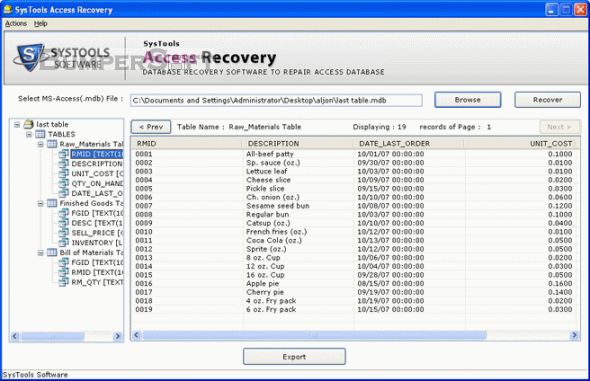 SysTools Access Recovery Screenshot
