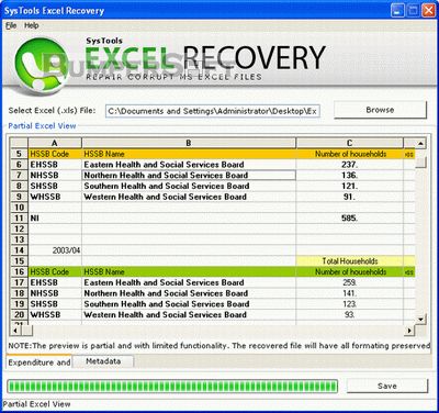 SysTools Excel Recovery Screenshot