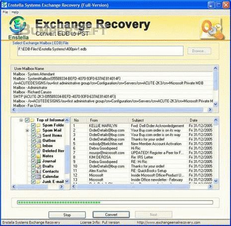 Enstella Systems Exchange Recovery Screenshot