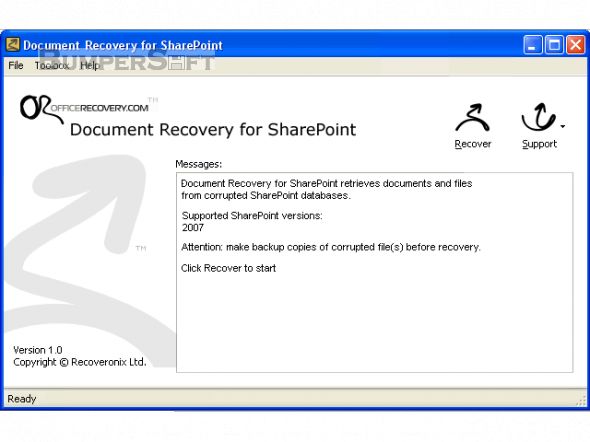 Document Recovery for SharePoint Screenshot