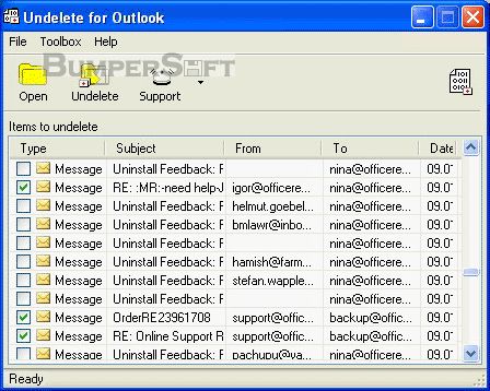 Undelete for Outlook Screenshot