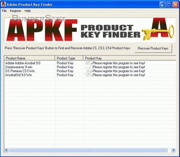 Adobe Product Key Finder Screenshot