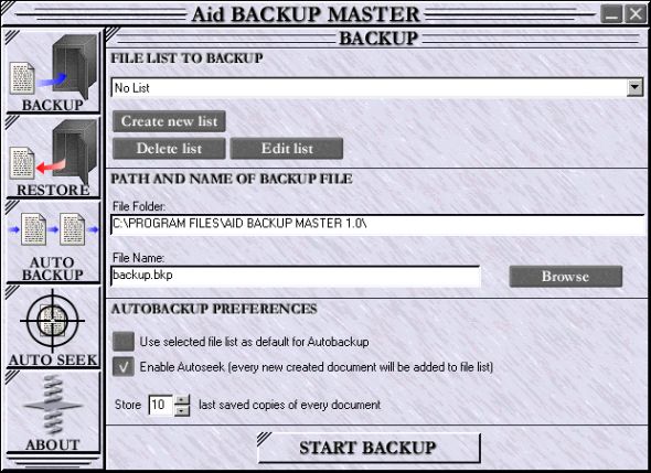 Aid Backup Master Screenshot