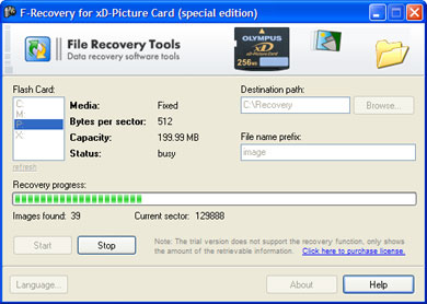 F-Recovery for xD-Picture Card Screenshot