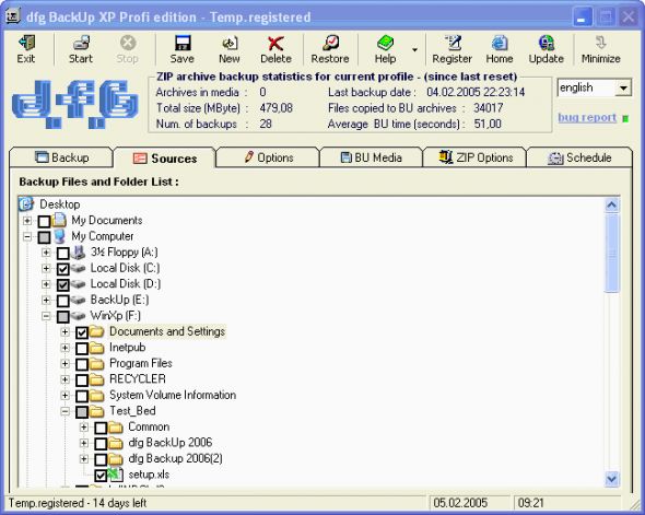 dfg BackUp XP Screenshot