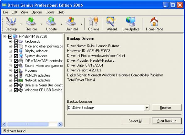 Driver Genius Professional Edition 2005 Screenshot