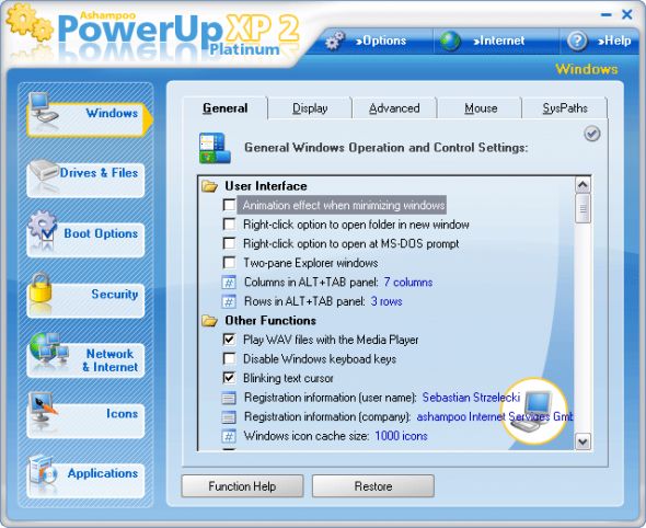 Ashampoo PowerUp XP Platinum 2 Screenshot